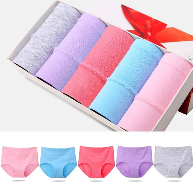 5pcs Women Underwear High Waist Cotton Briefs Ladies Panties Tummy