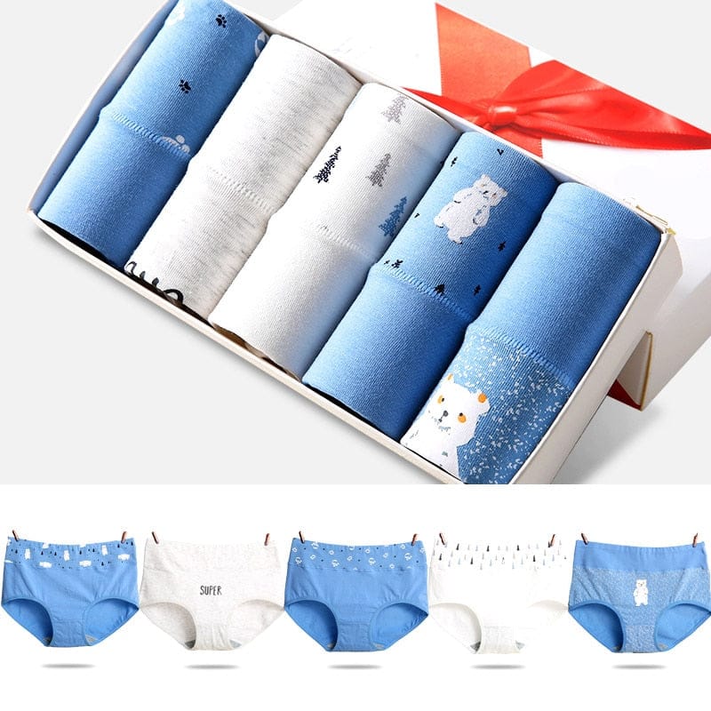 5pcs/Lot Children Cotton Boxers Cute Designs Printing Panties Teen
