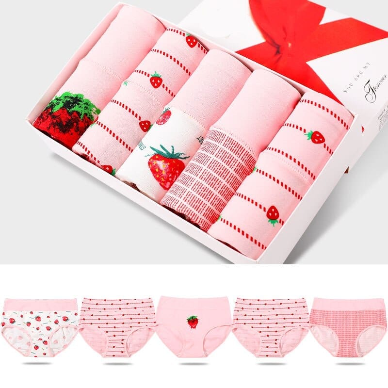 5Pcs/lot Women Panties High Waist Breathable Soft Cotton Underwear Bennys Beauty World