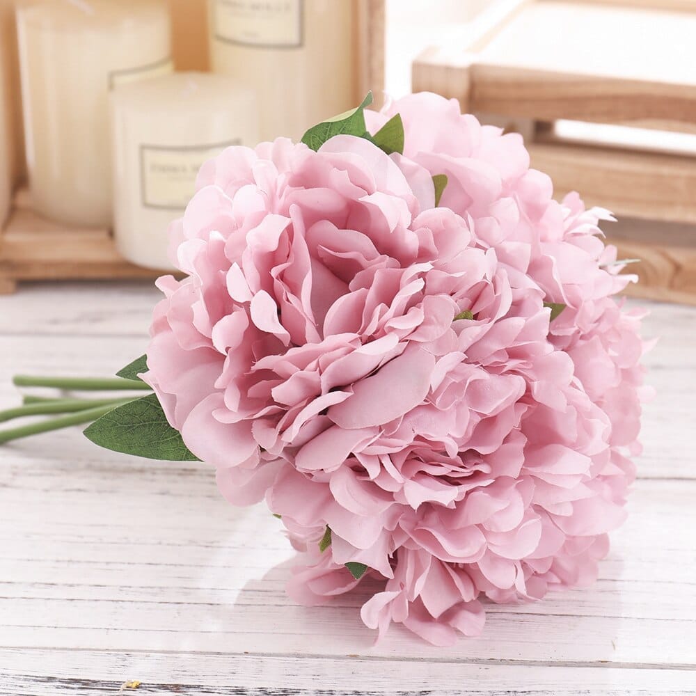 5pcs Big White Silk Artificial Peony Bouquet Flowers Decoration