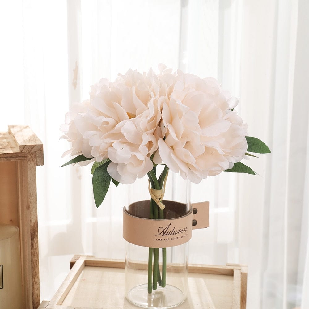 5pcs Big White Silk Artificial Peony Bouquet Flowers Decoration Bennys Beauty World