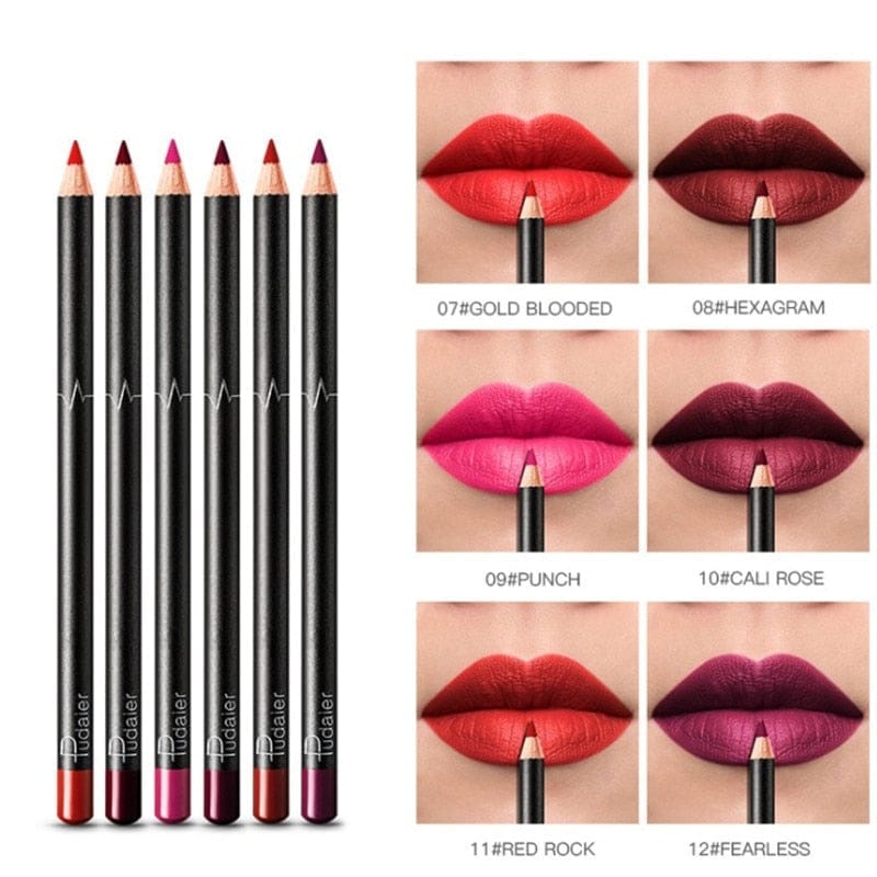 6 12Pcs/Set Waterproof Pencil Lipstick Bennys Beauty World