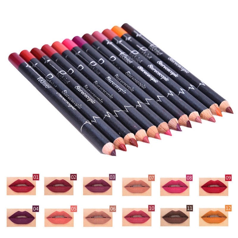 6 12Pcs/Set Waterproof Pencil Lipstick Bennys Beauty World