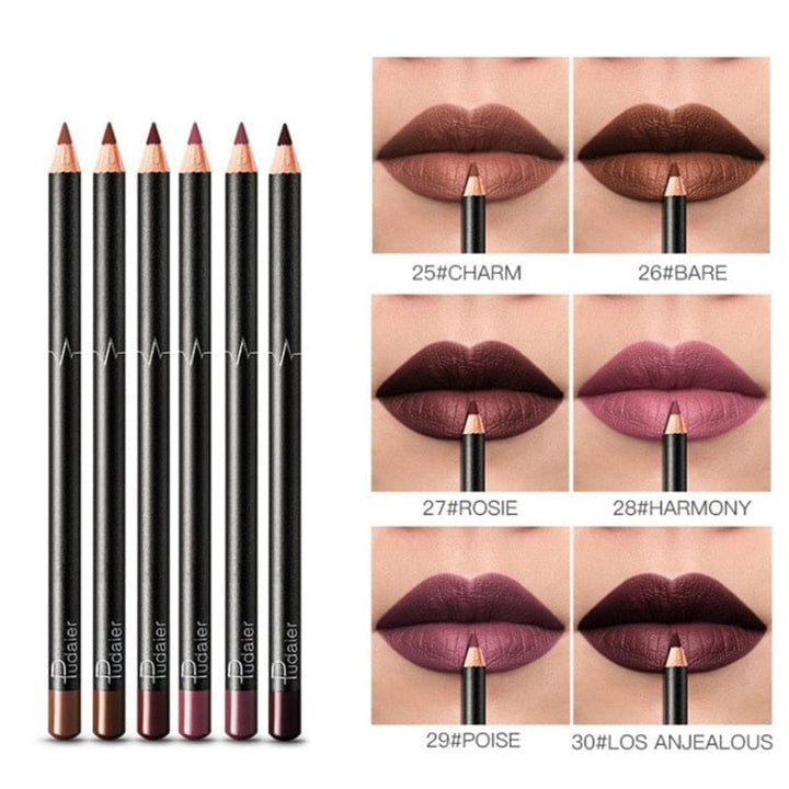 6 12Pcs/Set Waterproof Pencil Lipstick Bennys Beauty World