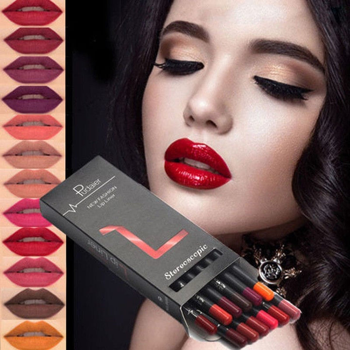 6 12Pcs/Set Waterproof Pencil Lipstick Bennys Beauty World