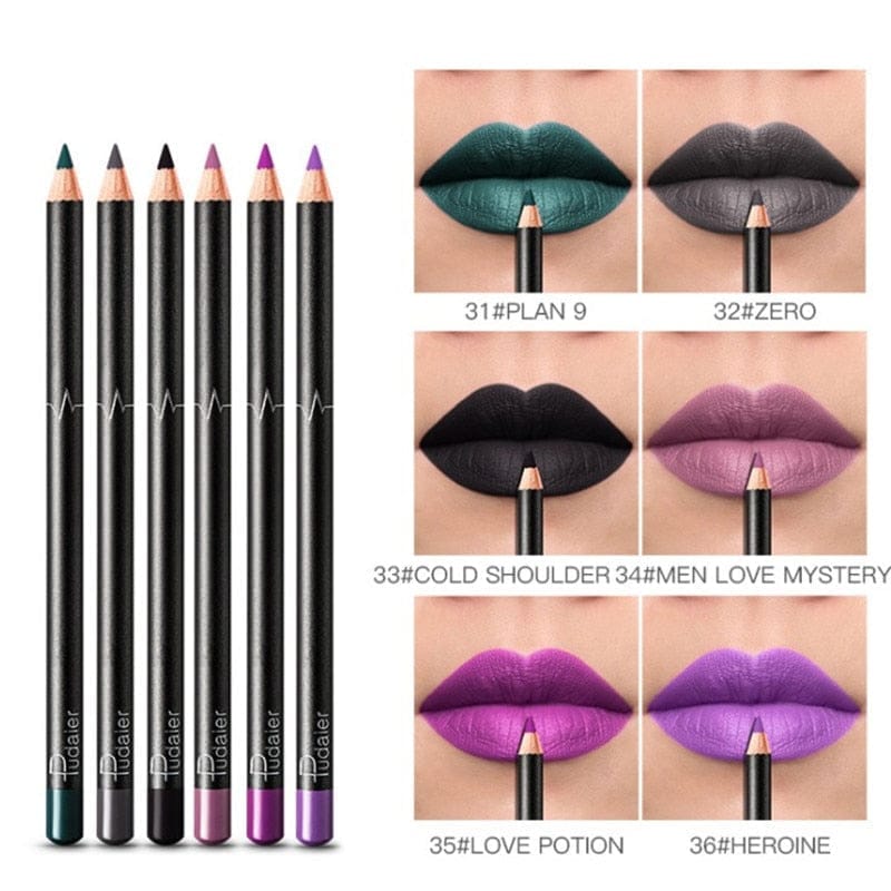 6 12Pcs/Set Waterproof Pencil Lipstick Bennys Beauty World