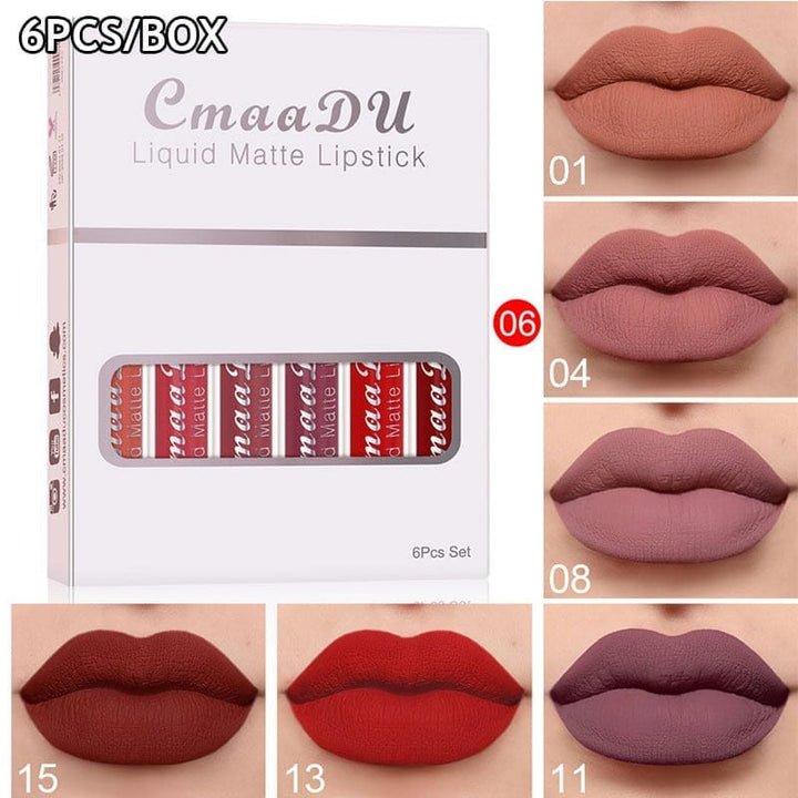 6 Pieces Lip Gloss Stain Long Lasting Liquid Lipstick Fashion Makeup Bennys Beauty World