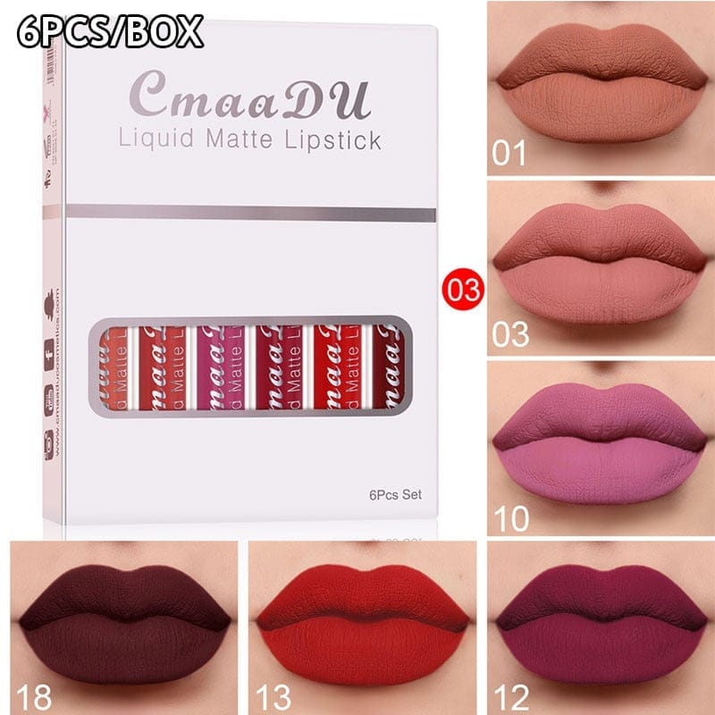 6 Pieces Lip Gloss Stain Long Lasting Liquid Lipstick Fashion Makeup Bennys Beauty World