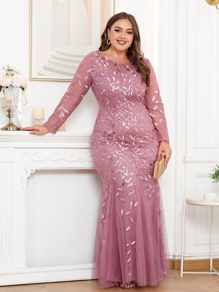 Elegant Long Sleeve Fish Tail Evening Gown For Women