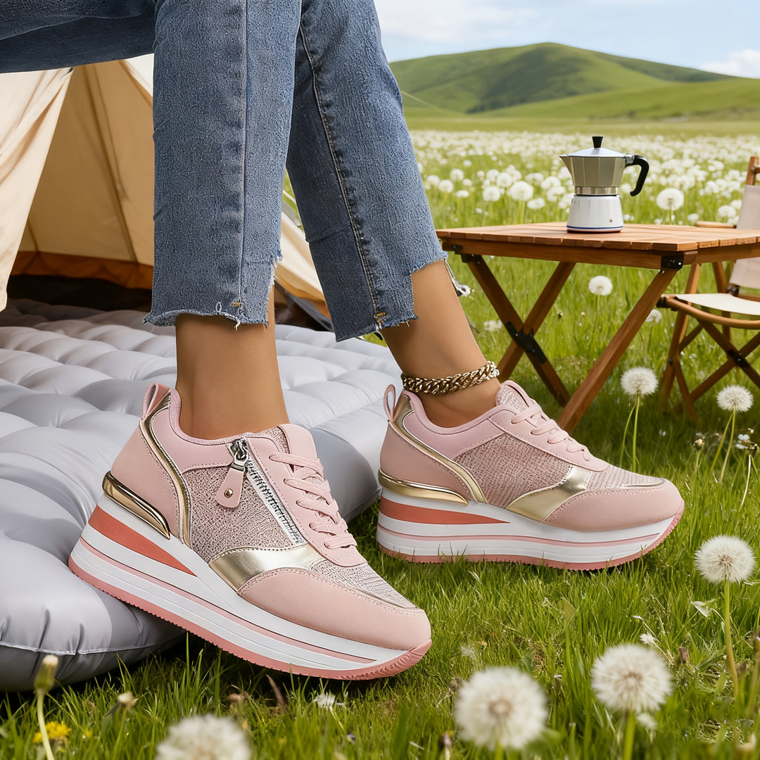 Women's Thick-Soled Elevated Lace-up Sports Shoes