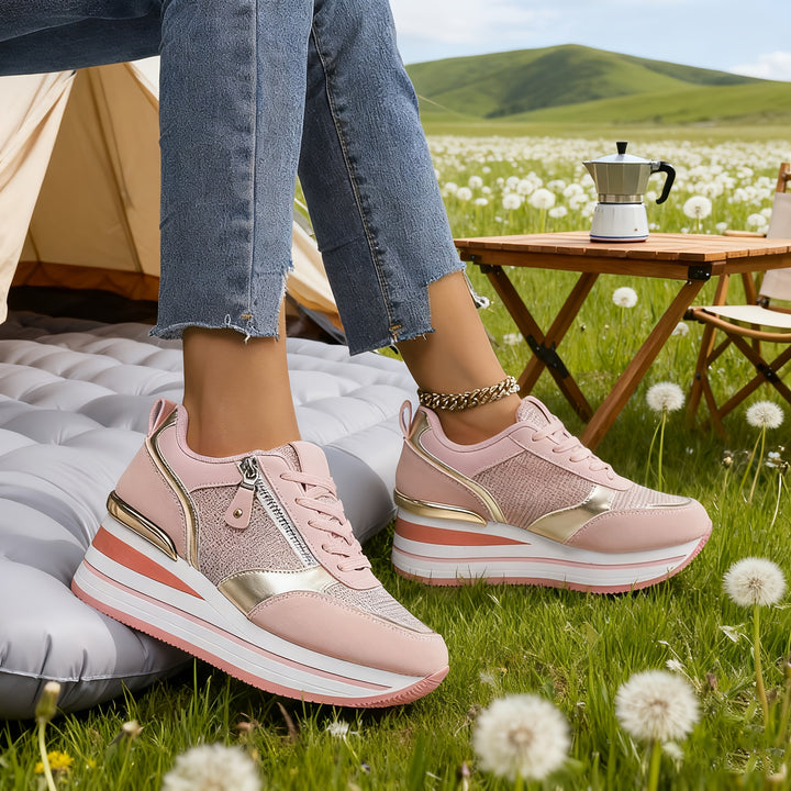 Women's Thick-Soled Elevated Lace-up Sports Shoes