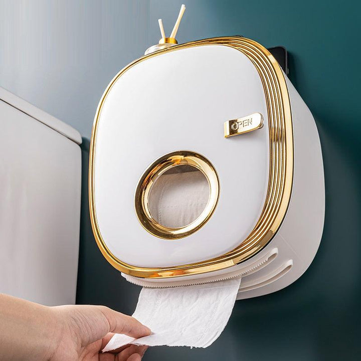 Wall-mounted Punch-free Toilet Paper Extraction Box Storage Rack