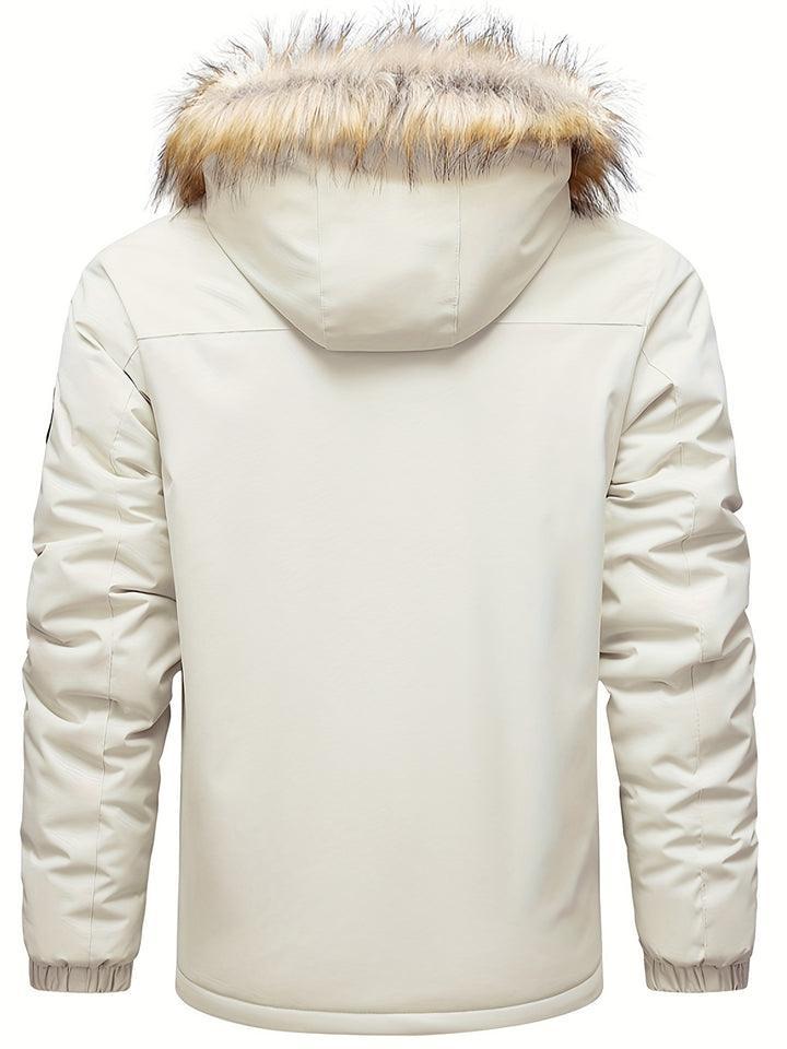 Men's Casual Warm Padded Jacket With Detachable Hood-Jacket-Bennys Beauty World