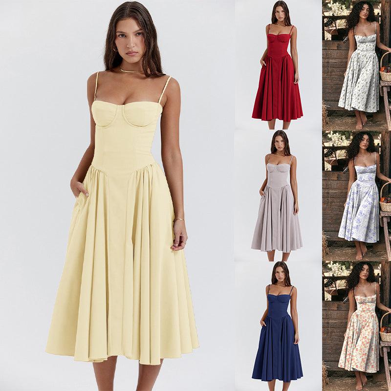 Suspender Dress Summer Elegant Low-cut Slim Backless Sling Dress For Women-Dress-Bennys Beauty World
