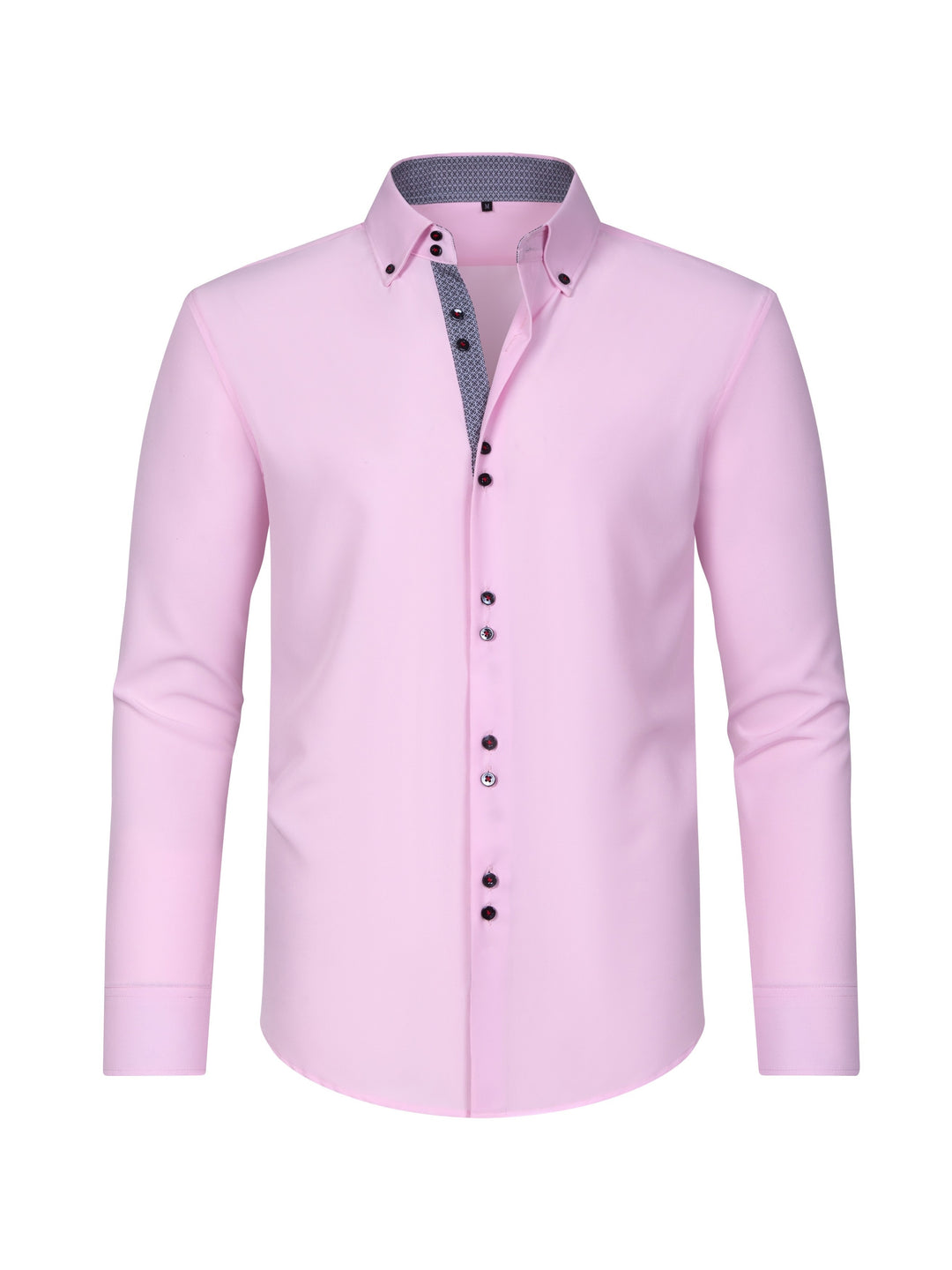 Men's Solid Color Lapel Collar Design Dress Shirts, Long Sleeve Casual Button Down Shirt For Formal Occasions-Bennys Beauty World