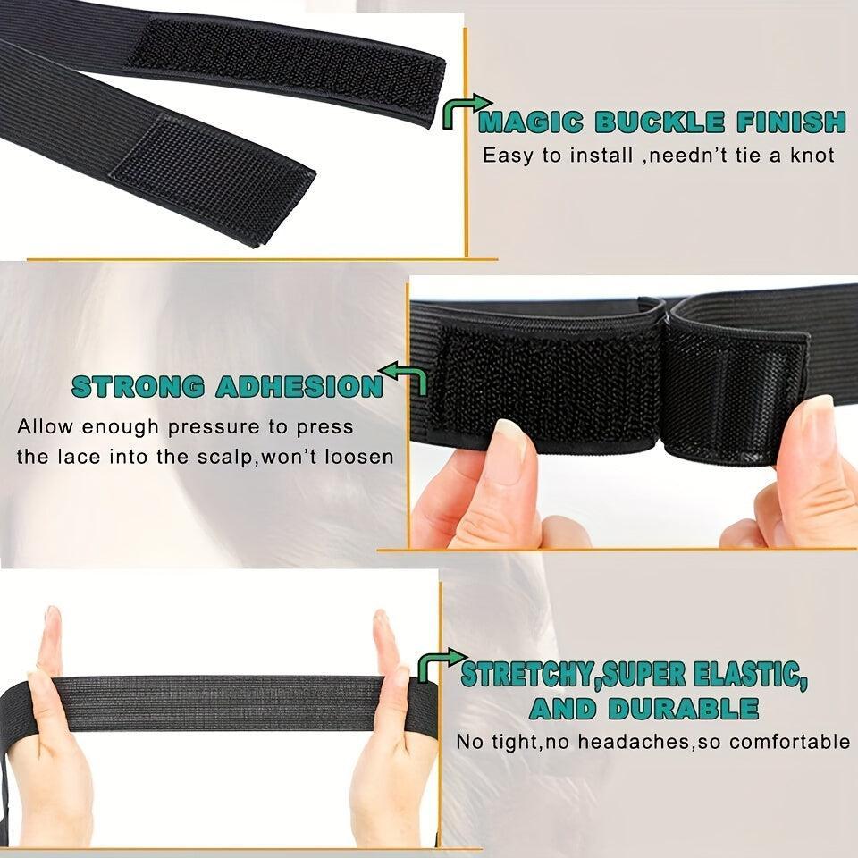 3 Pieces Wig Elastic Band Silvery Leopard Black Lace Melting Band-Hair band-Bennys Beauty World