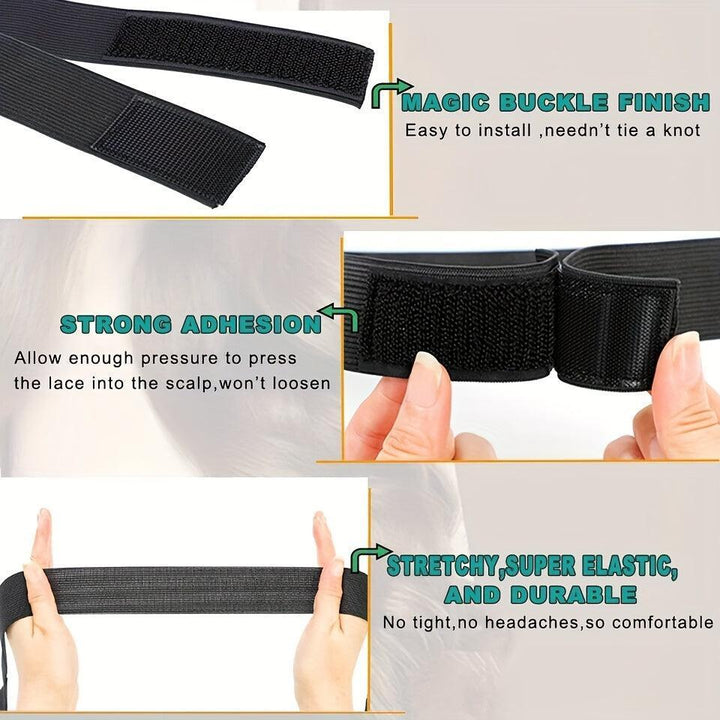 3 Pieces Wig Elastic Band Silvery Leopard Black Lace Melting Band-Hair band-Bennys Beauty World