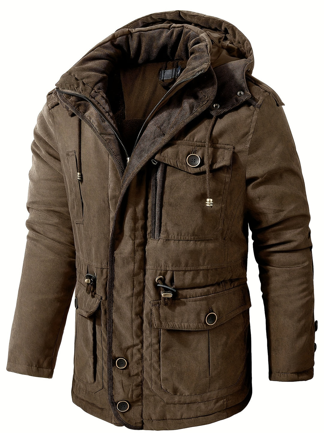 Men's Warm Thick Hooded Winter Cargo Jacket-Jacket-Bennys Beauty World