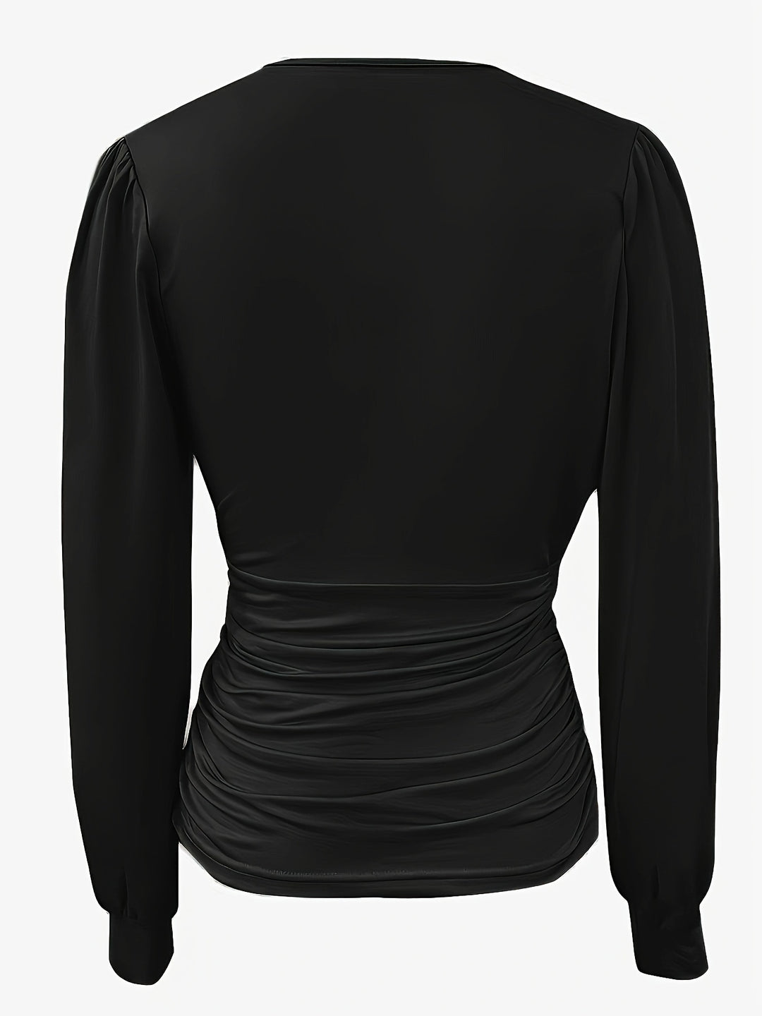 Ruched V Neck Slim T-shirt-Bennys Beauty World