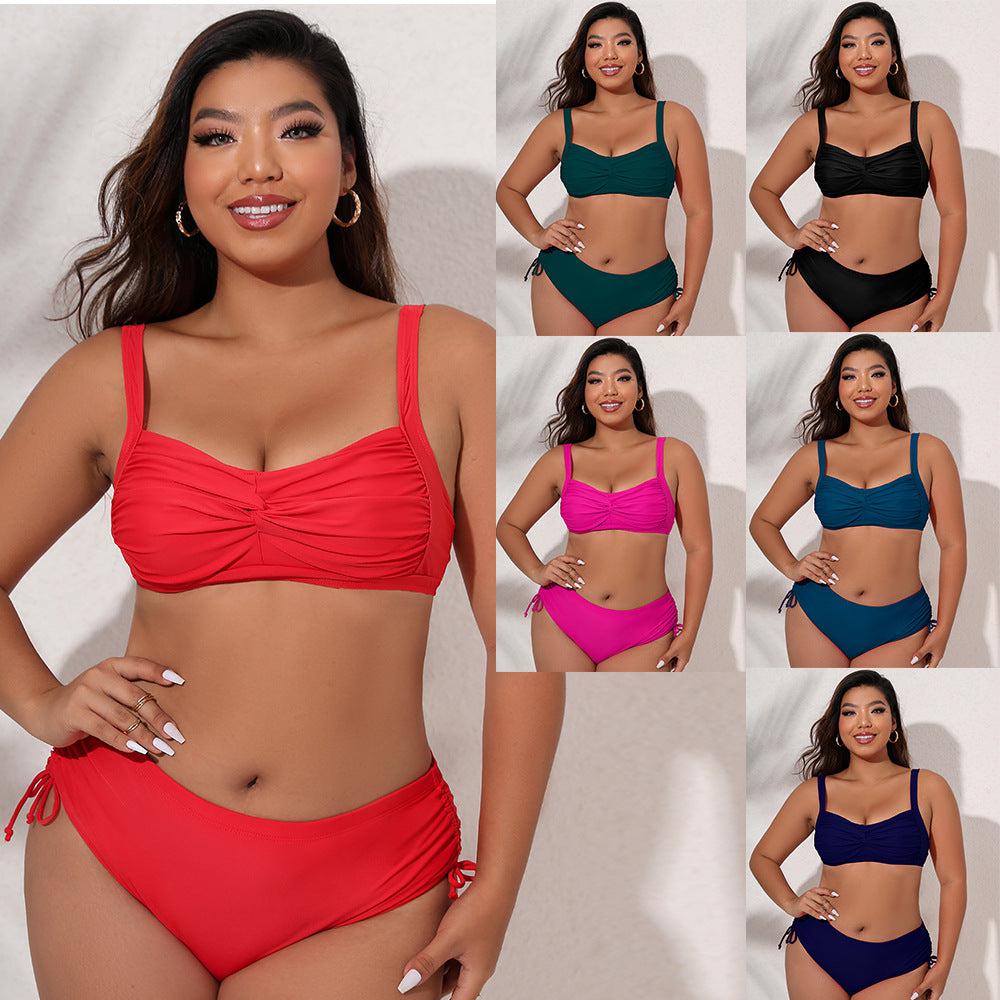 Summer Beach Solid Color Bikini Swimsuit-Bennys Beauty World