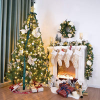6FT Pre-Lit Artificial Christmas Tree with Ornaments and 300 Clear Lights Bennys Beauty World