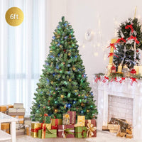 6Ft Prelit Premium Artificial Hinged Christmas Tree Bennys Beauty World
