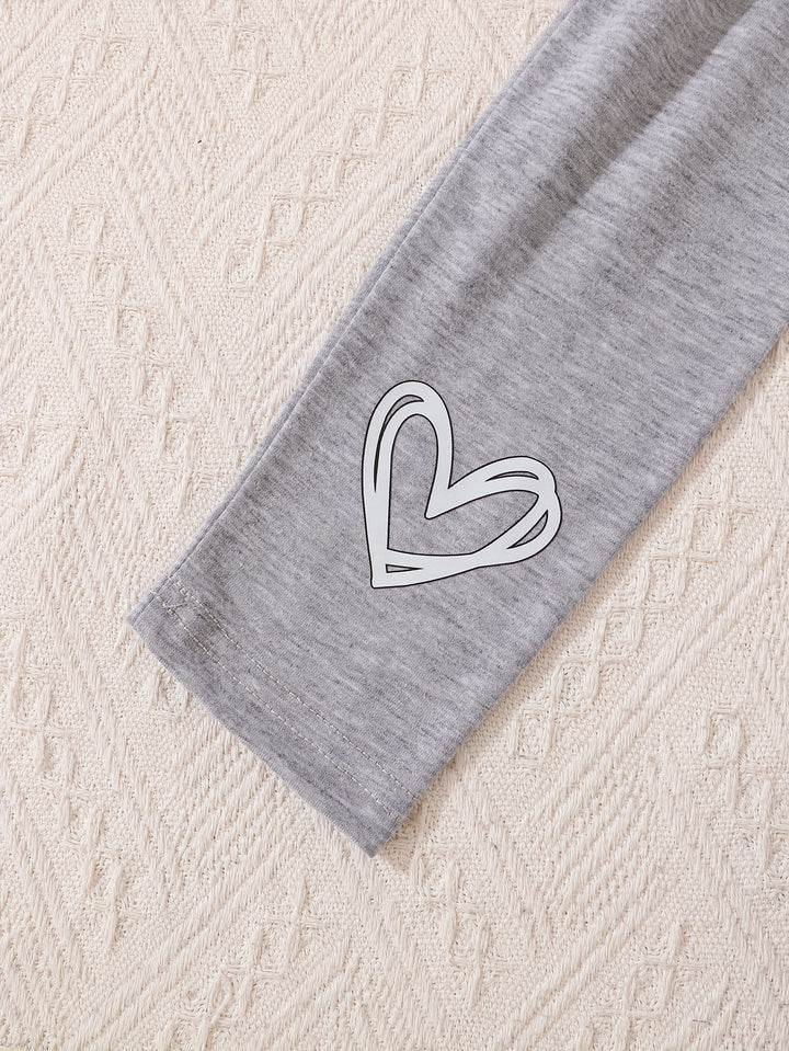 Girls 5-piece Casual & Comfy Hearts Pattern Pants Set For Spring & Fall Daily Wear-Bennys Beauty World