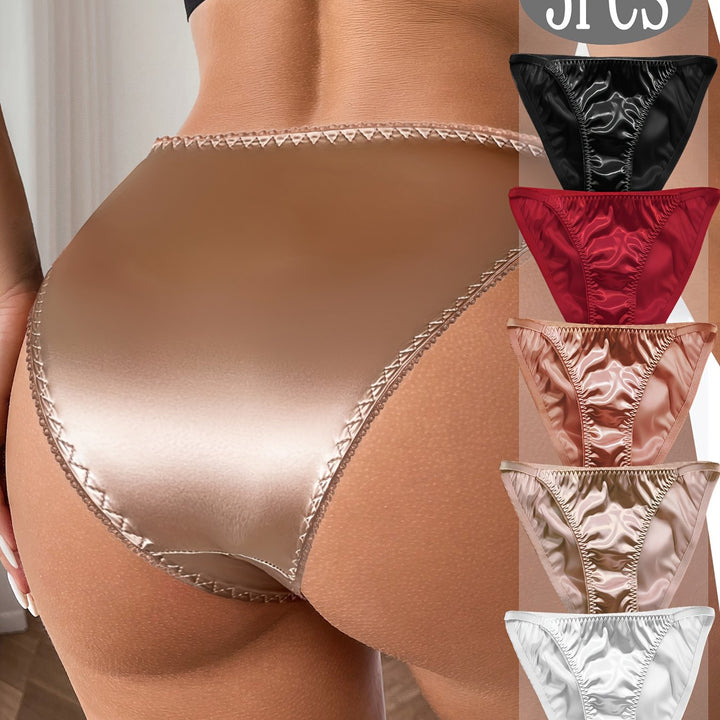 5pcs Luxurious Briefs, Soft and Stretchy, Elastic Panties