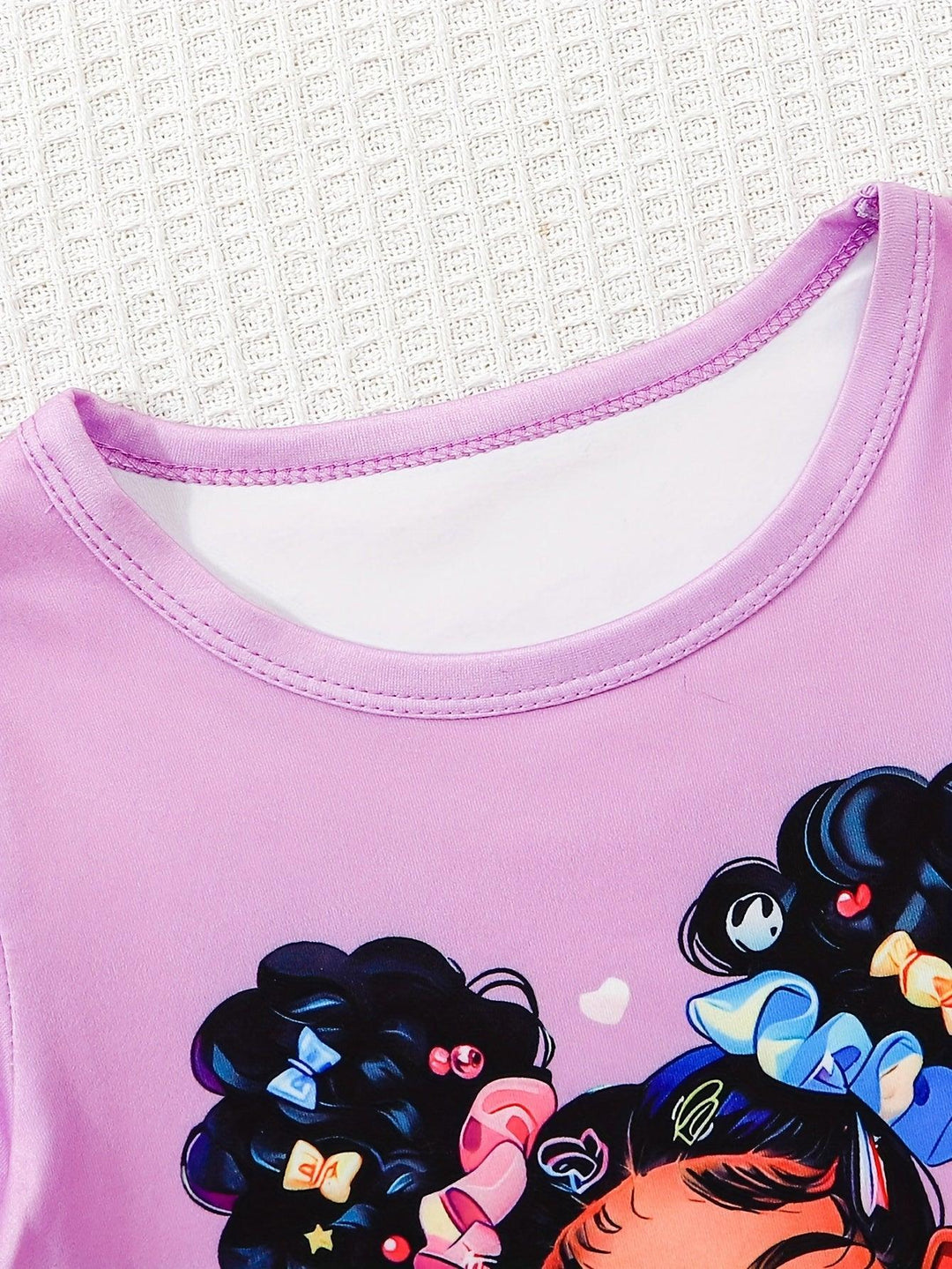 Girls Two - Piece Set with Cartoon Girl Pattern Top + Pants - Bennys Beauty World
