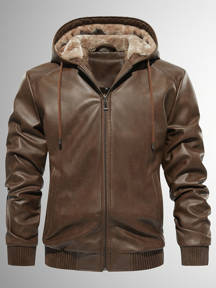 Men's Sherpa Lined PU Leather Jacket