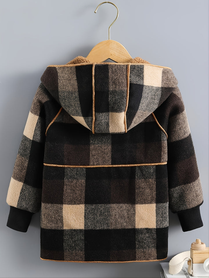 Boys' Long Sleeve Plaid Fleece-Lined Jacket