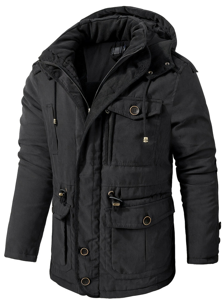 Men's Warm Thick Hooded Winter Cargo Jacket-Jacket-Bennys Beauty World