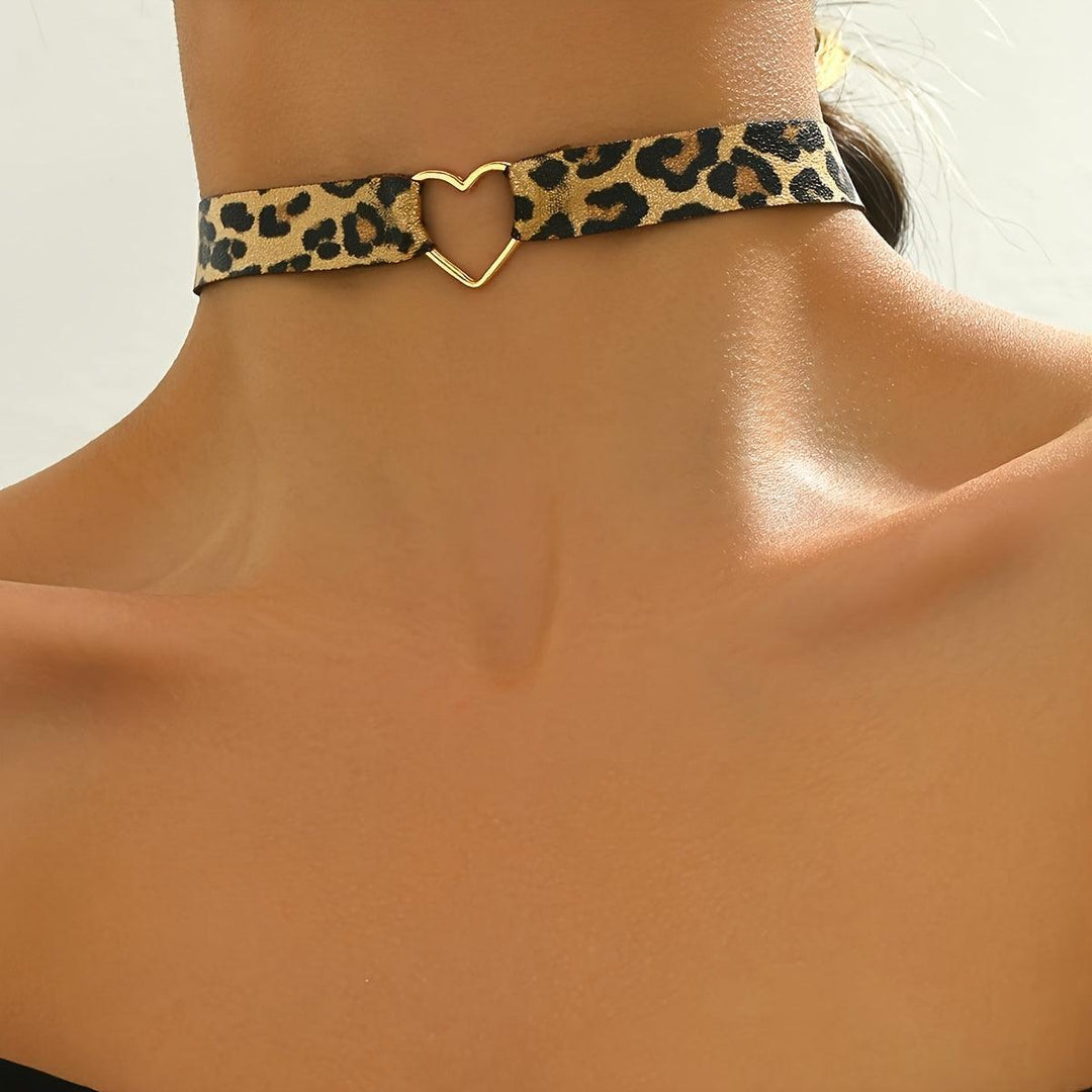 1pc Vintage Hip Hop Style Leopard Print Choker Necklace - Bennys Beauty World