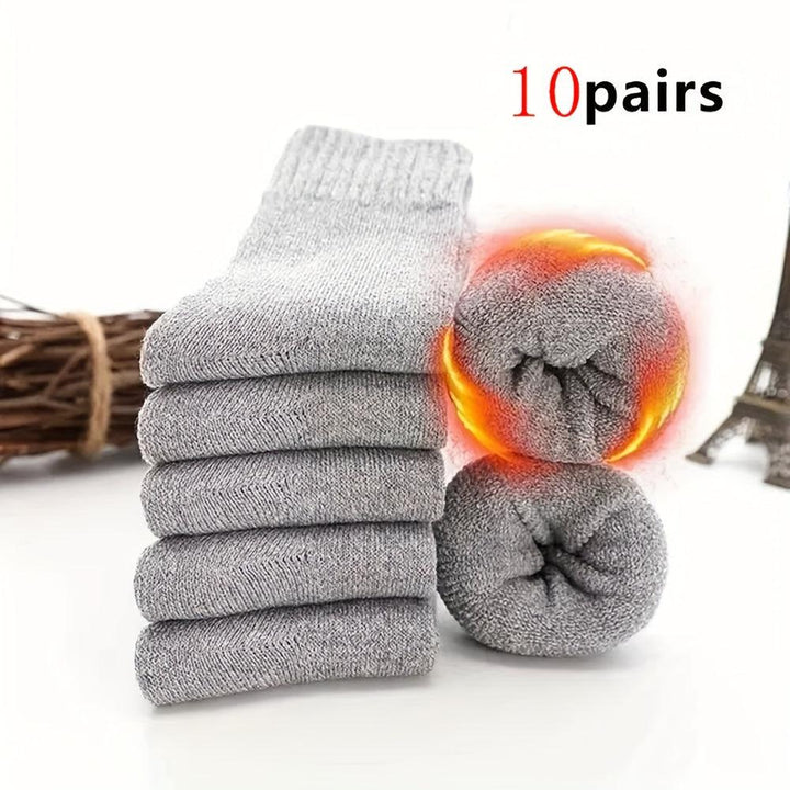 5 Pair Of Men's Trendy Warm Thermal Crew Socks-Bennys Beauty World