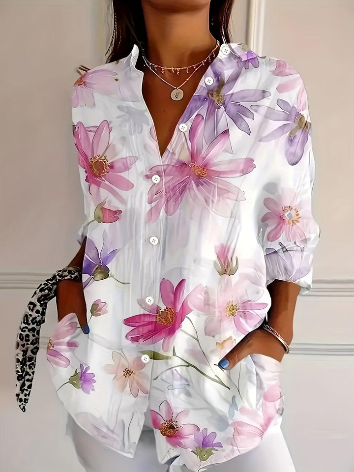 Women's Lightweight Floral Print Blouse-Bennys Beauty World