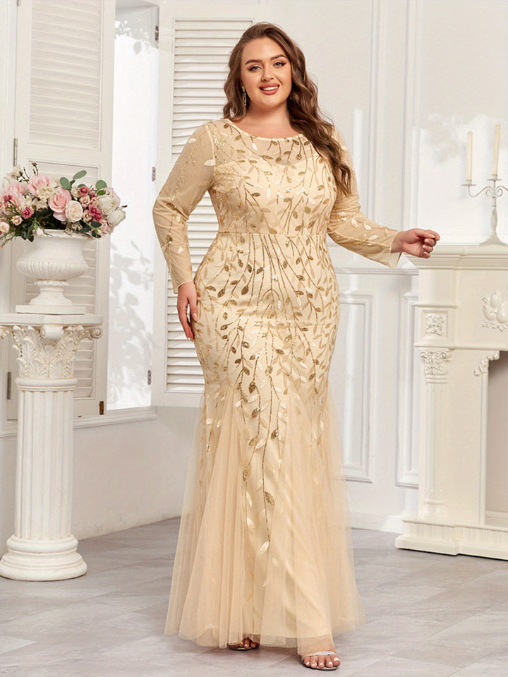 Elegant Long Sleeve Fish Tail Evening Gown For Women