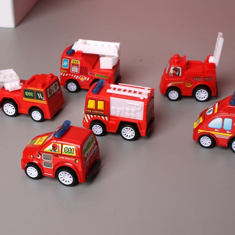 6pcs Car Model Toy Pull Back Car Toys Mobile Vehicle Fire Truck Toys for Children Bennys Beauty World