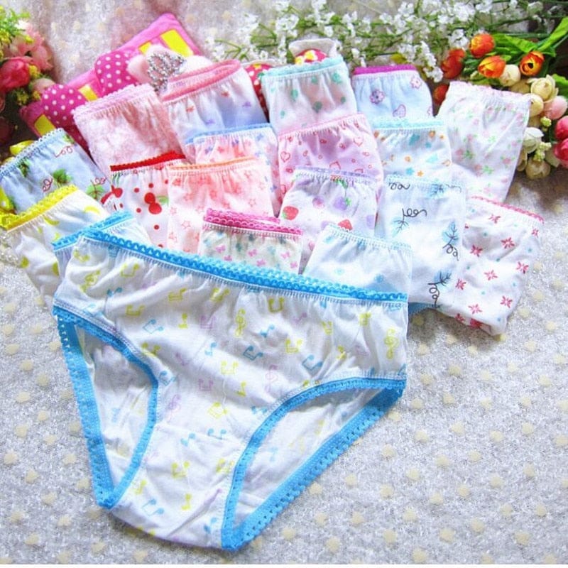 6Pcs Girls Panties Kids Preteen Toddler Underwear Cotton Solid and Prints  2T-10T 