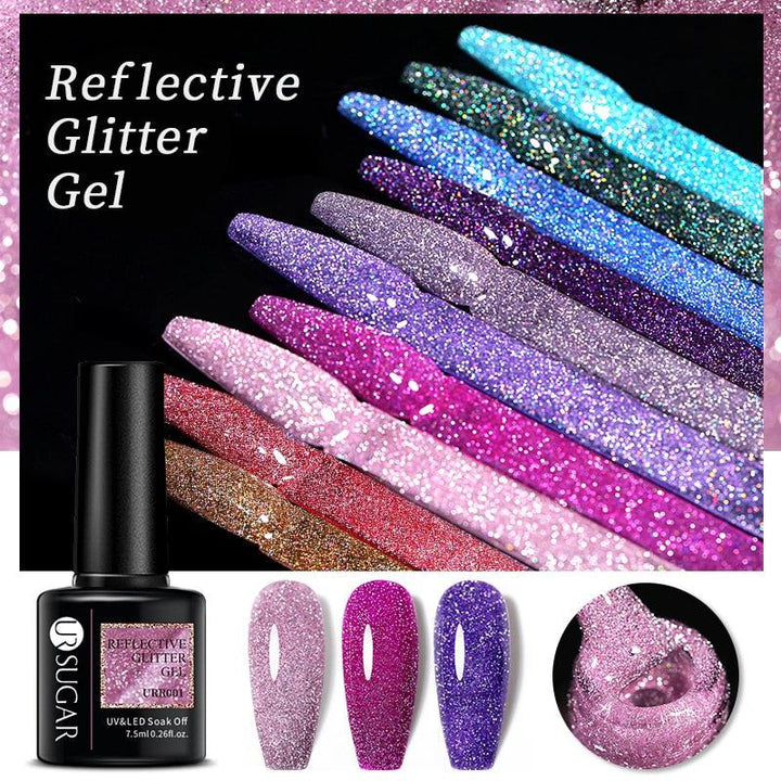 7.5ml UR SUGAR Reflective Glitter Gel Pink Sequins Gel Nail Polish Bennys Beauty World