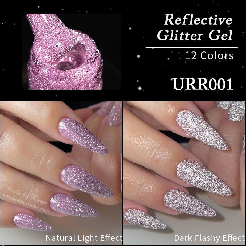 7.5ml UR SUGAR Reflective Glitter Gel Pink Sequins Gel Nail Polish Bennys Beauty World