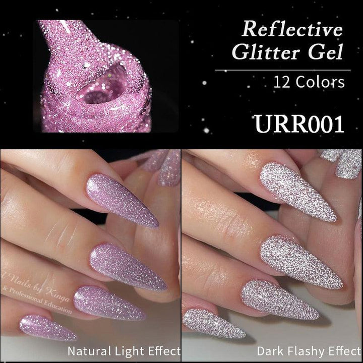 7.5ml UR SUGAR Reflective Glitter Gel Pink Sequins Gel Nail Polish Bennys Beauty World