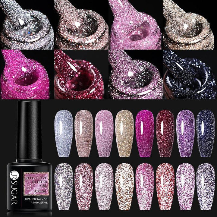 7.5ml UR SUGAR Reflective Glitter Gel Pink Sequins Gel Nail Polish Bennys Beauty World