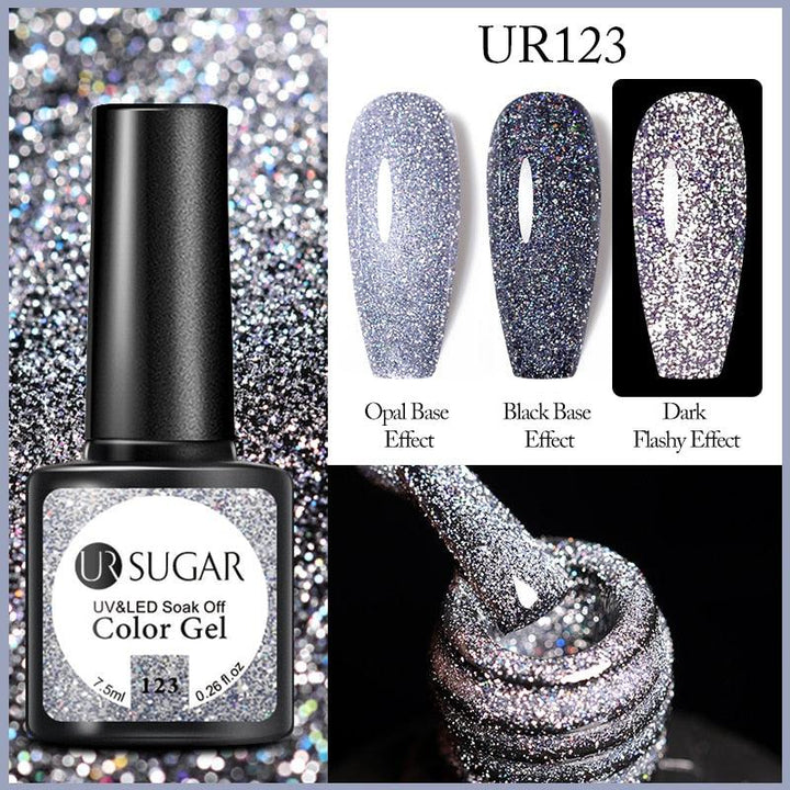 7.5ml UR SUGAR Reflective Glitter Gel Pink Sequins Gel Nail Polish Bennys Beauty World