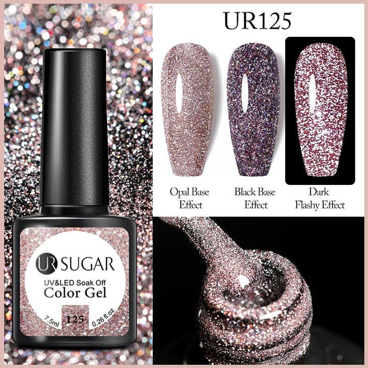 7.5ml UR SUGAR Reflective Glitter Gel Pink Sequins Gel Nail Polish Bennys Beauty World