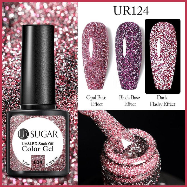 7.5ml UR SUGAR Reflective Glitter Gel Pink Sequins Gel Nail Polish Bennys Beauty World