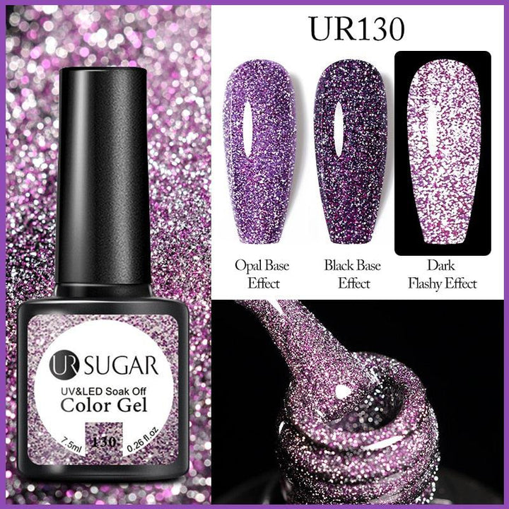 7.5ml UR SUGAR Reflective Glitter Gel Pink Sequins Gel Nail Polish Bennys Beauty World