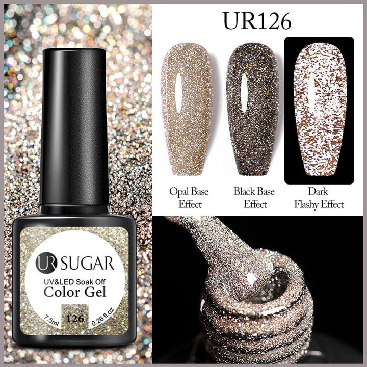 7.5ml UR SUGAR Reflective Glitter Gel Pink Sequins Gel Nail Polish Bennys Beauty World