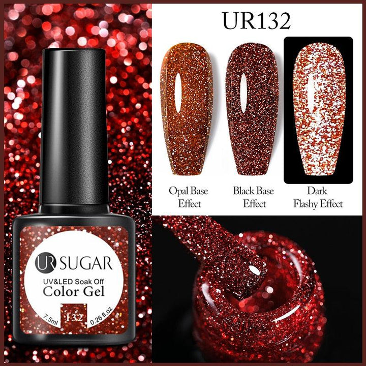 7.5ml UR SUGAR Reflective Glitter Gel Pink Sequins Gel Nail Polish Bennys Beauty World