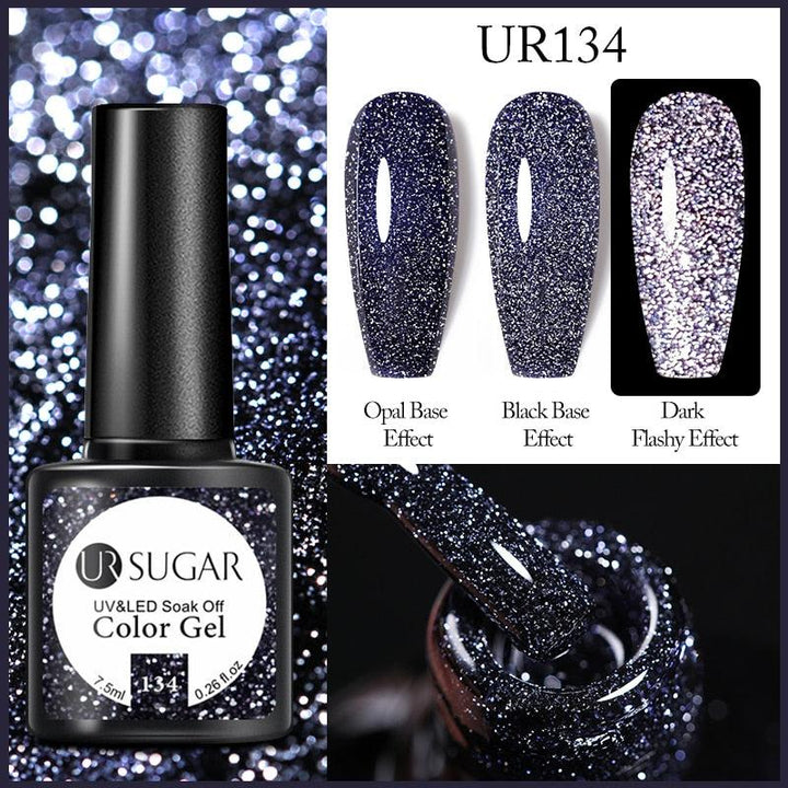 7.5ml UR SUGAR Reflective Glitter Gel Pink Sequins Gel Nail Polish Bennys Beauty World