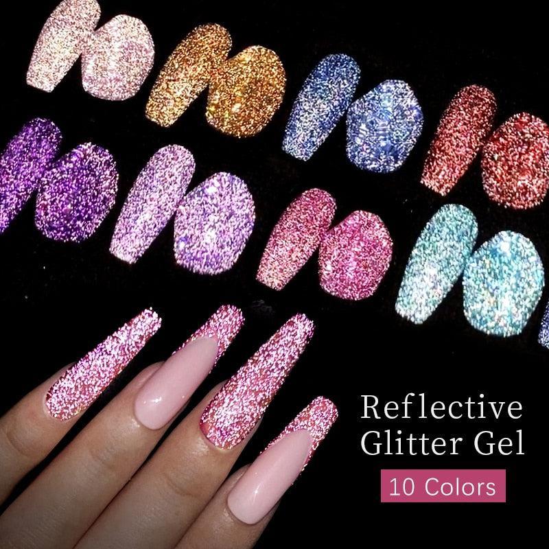 7.5ml UR SUGAR Reflective Glitter Gel Pink Sequins Gel Nail Polish Bennys Beauty World